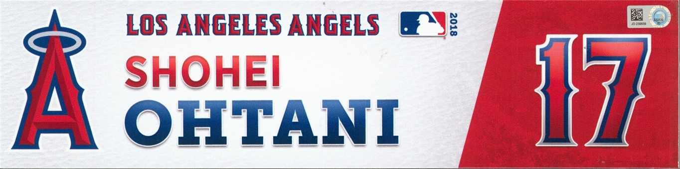 2018 Shohei Ohtani Game Used Los Angeles Angels Locker Name Plate (MLB Authenticated)